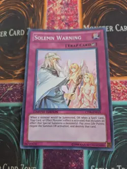 Yugioh Solemn Warning CT08-EN015 Super Rare Limited Near Mint - Image 1