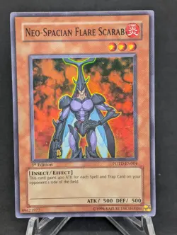 Yugioh-Neo-Spacian Flare Scarab-Super Rare-1st Edition-POTD EN004 (LP) - Image 1