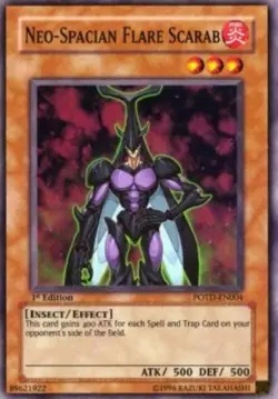 Yugioh-Neo-Spacian Flare Scarab-Super Rare-1st Edition-POTD EN004 (LP) - Image 1