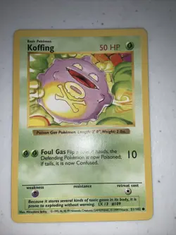 Koffing Base Set Shadowless Pokemon Card 51/102 NM - Image 1