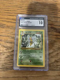 CGC GEM MINT 10- Pokemon Card - Base 2 Set 21/130 - BEEDRILL (rare) - NM - Image 1
