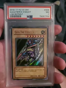 2010-17 Yugioh Gaia the Fierce Knight LOB-006 PSA 7 NM-MT Ultra Rare Reprint - Image 1