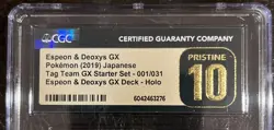 CGC Espeon & Deoxys GX 001/031 Japanese Pokemon Card Tag Team Holo Pristine 10 - Image 3