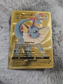 Vaporeon VMAX Metal Gold Foil Pokemon Card Fan Art Display Card HP320 - Image 1