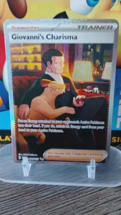 GIOVANNI'S CHARISMA Scarlet & Violet POKEMON Full-Art Holo Trading Card 204/165 - Image 1