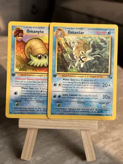 1st Edition Omanyte and Omastar - LP -WOTC 52/62 - 40/62 -Fossil - Pokemon Card - Image 1