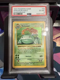 1999 Pokemon Base Set Shadowless #15 Venusaur-Holo PSA 6 - Image 1