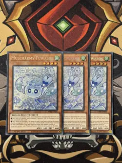 YUGIOH MULCHARMY FUWALOS SECRET RARE 1ST EDITION NEAR MINT 3X PLAYSET RA04-EN050 - Image 1