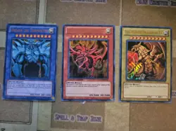 YUGIOH TCG RA/OBELISK/SLIFER YGLD LIMITED EDITION EGYPTIAN GOD SET NM 1996 - Image 1