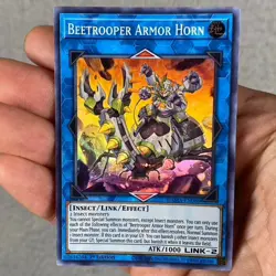 Yugioh! Beetrooper Armor Horn - DAMA-EN088 - Super Rare - 1st Edition Near Mint, - Image 1
