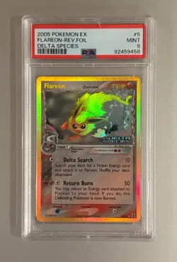 POKEMON EX DELTA SPECIES FLAREON #5 REVERSE HOLO FOIL CARD PSA 9 MINT - Image 1