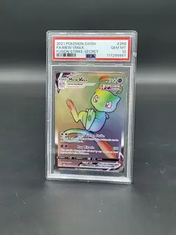 Mew VMAX PSA 10 Fusion Strike English Pokemon Card 2021 Secret Rainbow 268/264 - Image 1