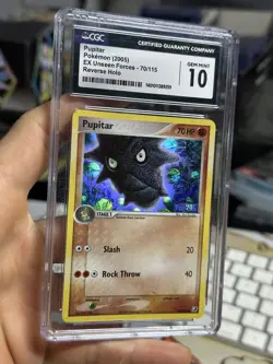 CGC 10 Pupitar 70/115 EX Unseen Forces 2005 Reverse Holo Pokemon Card TCG - Image 3