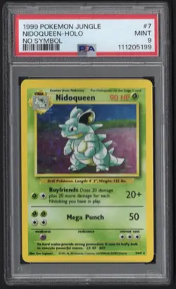 1999 POKEMON Nidoqueen No Symbol ERROR Holo Rare 7/64 Jungle TRADING CARD GAME - Image 1