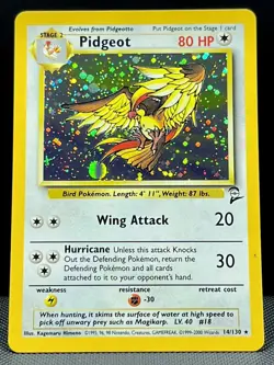 Pokemon Pidgeot TCG Base Set 2 Holo Unlimited Rare Card 14/130 NM Condition - Image 1