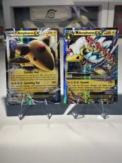 Pokemon 2015 XY Ancient Origins Ampharos EX #27/98 & M Ampharos EX #28/98 LP - Image 1