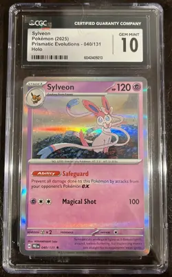 2025 POKEMON PRISMATIC EVOLUTIONS: 040/131 SYLVEON Holo Gem Mint 10 - Image 1