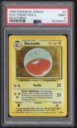 PSA 9 Electrode No Symbol Error Jungle Holo Rare 2/64 Unlimited Pokemon 1999 - Image 1