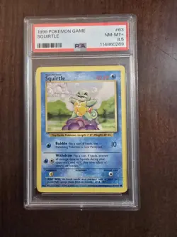 Squirtle 063/102 Base Set PSA 8.5 Pokemon Card New Slab - Image 1