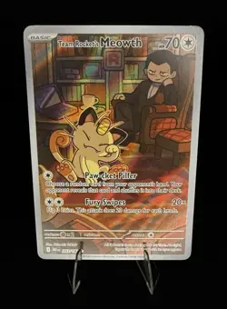 Team Rockets Meowth 203/182 SV10 Destined Rivals Illustrated Card NM Condition - Image 1