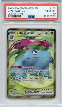 2023 POKEMON MEW EN 151 VENUSAUR EX #182 ULTRA RARE PSA 10 - Image 1