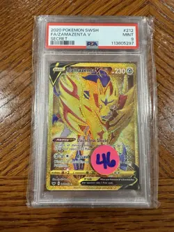 2020 Pokemon Sword & Shield Zamazenta V Full Art Gold Secret Rare 212/202 PSA 9 - Image 1
