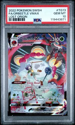 2022 POKEMON SWORD & SHIELD LOST ORIGIN #TG13 FULL ART/ORBEETLE VMAX PSA 10 - Image 1