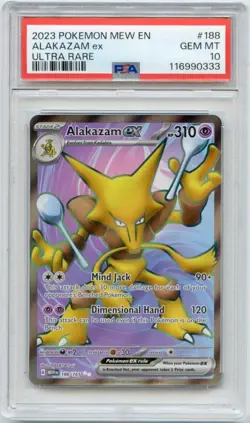 2023 POKEMON MEW EN 151 ALAKAZAM EX #188 ULTRA RARE PSA 10 - Image 1