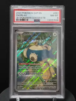2023 POKEMON SVP 151 POKEMON CENTER ETB PROMO #051 SNORLAX PSA 8 - Image 1