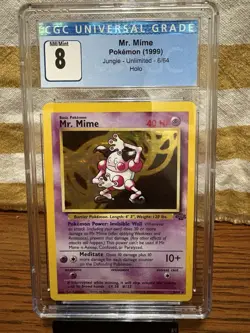 CGC 8 Mr. Mime 1999 Jungle 6/64 Holo Pokemon Card psa - Image 1