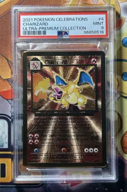 PSA 9 Charizard 4/102 Gold Metal Pokemon Card Celebrations UPC 25th Anniversary - Image 1