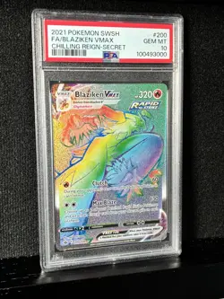 2021 Pokemon Sword & Shield Chilling Reign BLAZIKEN VMAX Secret Rare #200 PSA 10 - Image 1