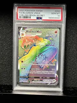 2021 Pokemon Sword & Shield Chilling Reign BLAZIKEN VMAX Secret Rare #200 PSA 10 - Image 2
