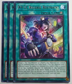 Yugioh x3 K9-LC Release Restraint JUSH-EN038 Rare 1st Edition - Image 1