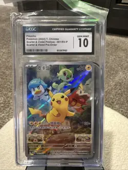 CGC 10 GEM MINT Pikachu 001/SV-P Promo Pokemon Card Chinese Scarlet & Violet - Image 1