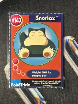 Snorlax 1999 Original 151 Pokemon Burger King PokeTrivia Trading Card #143 - Image 1