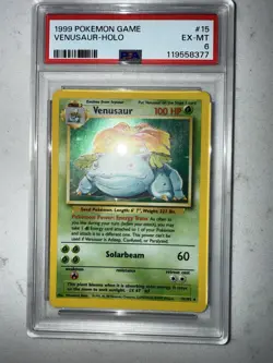 1999 Pokemon Base Set Venusaur Holo Card 15/102 PSA 6 EX-MT - Image 1
