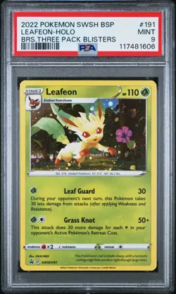 2022 POKEMON SWSH BLACK STAR PROMO #191 LEAFEON-HOLO PSA 9 - Image 1