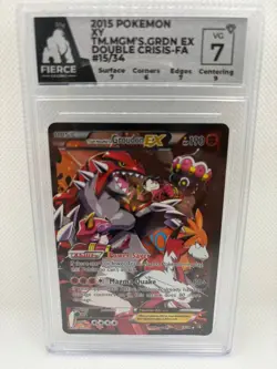 2015 Pokemon Team Magma’s Groudon EX double crisis #15 grade 7 by Fierce Grading - Image 1