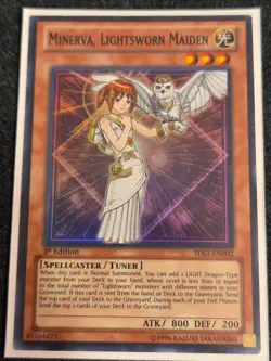 Yugioh Minerva, Lightsworn Maiden SDLI-EN002 Super Rare 1st Ed LP - Image 1
