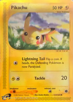 Pokemon Pikachu TCG Expedition Card 124/165 Regular Common - Image 1