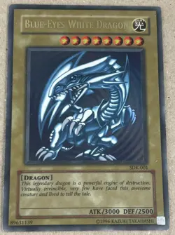 Blue-Eyes White Dragon SDK-001 YU-Gi-Oh Card Unlimited Edition DAMAGED READ 1996 - Image 1