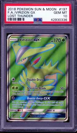 PSA 10 Virizion GX #197 Pokemon SM Lost Thunder - Image 1