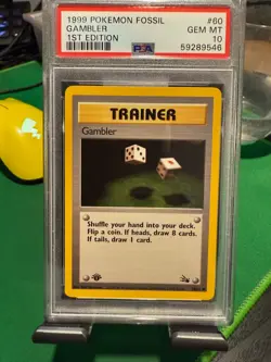 GAMBLER POKEMON 1ST ED. FOSSIL 60 1999 ENGLISCH PSA 10 - Image 1