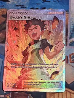 Pokemon TCG Brock's Grit Full Art Ultra Rare Holo 172/181 S&M Team Up NM - Image 1