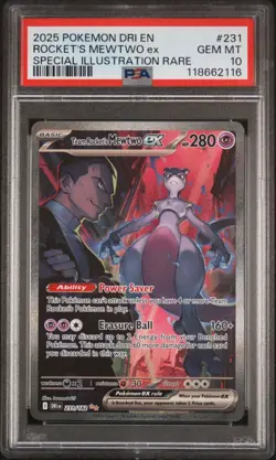 Pokemon 2025 Team Rockets Mewtwo EX 231/182 Sir Destined Rivals Gem Mint PSA 10 - Image 3