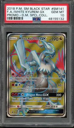 PSA 10 White Kyurem GX #SM141 Black Star Promo Pokemon SM Dragon Majesty - Image 1