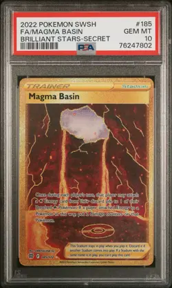 2022 Pokemon SWSH Brilliant Stars #185 Magma Basin PSA 10 Gem Mint - Image 1