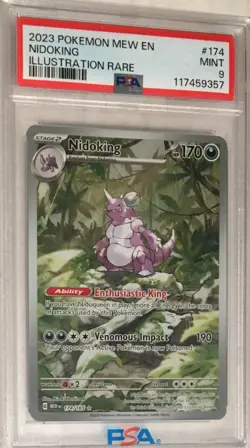 2023 Pokemon Scarlet & Violet MEW 151 PSA 9 Nidoking Illustration Art Rare #174 - Image 1