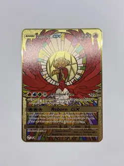 Stained Glass HO-OH GX Gold Metal Fan Art Card Gift Collectible - Image 1